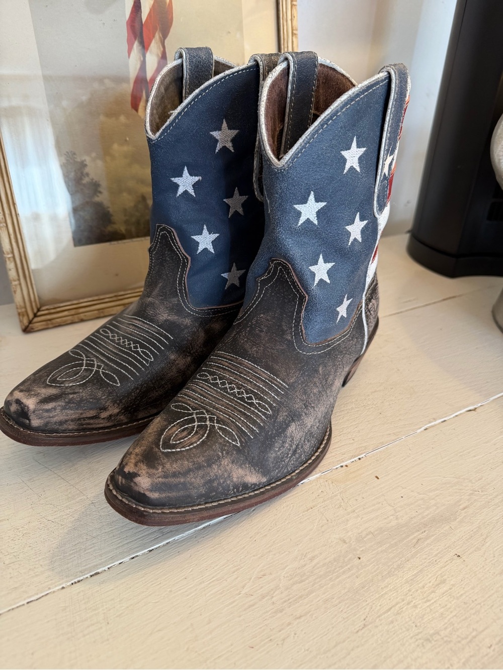 Roper American flag shorty cowboy boot 8.5 women’s like new - Picture 3 of 8